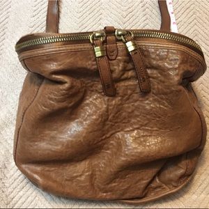 Gorgeous distressed brown leather handbag